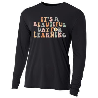 It's Beautiful Day For Learning Retro Teacher Students Cooling Performance Long Sleeve Crew