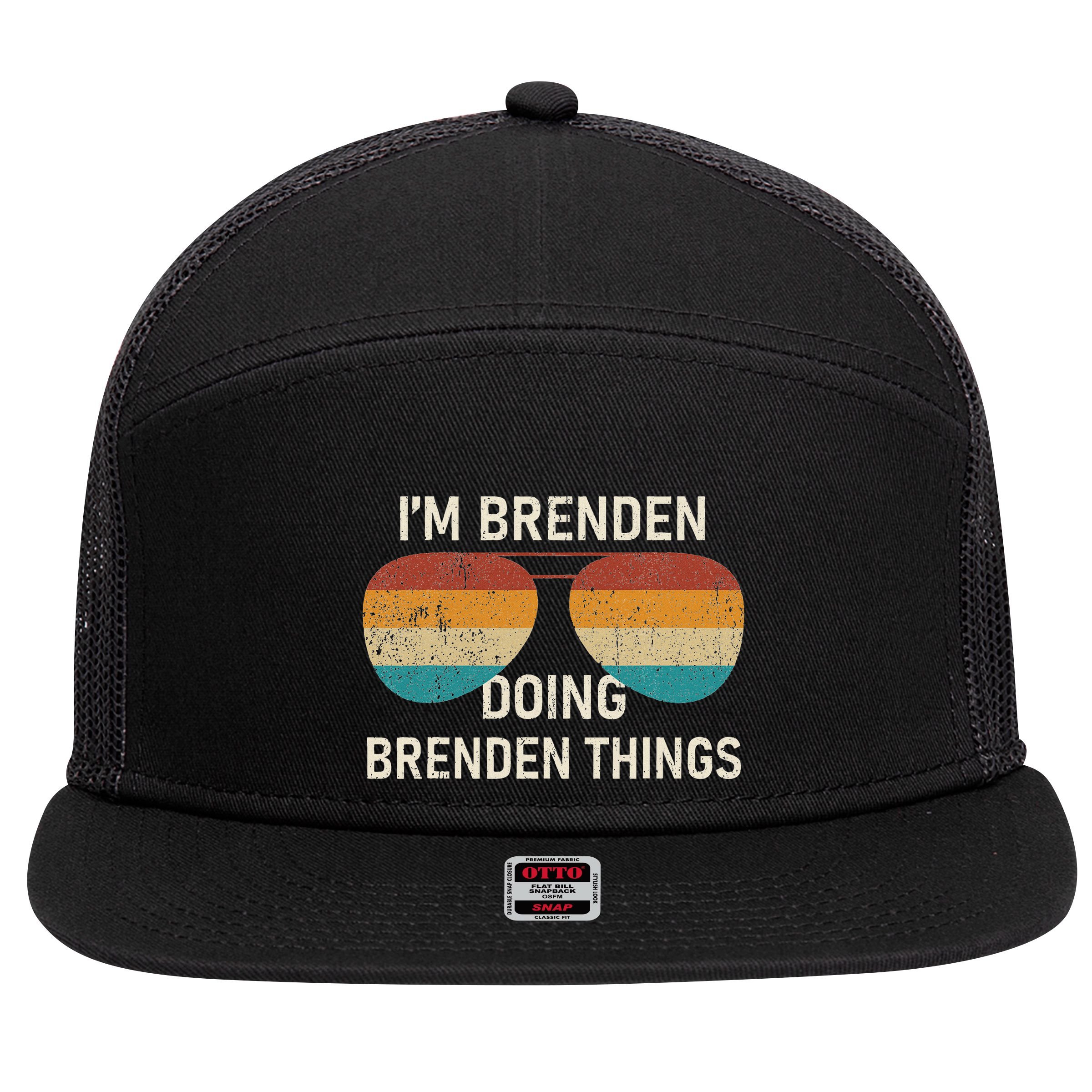 IM Brenden Doing Brenden Things Retro Sunglass Personalized 7 Panel Mesh Trucker Snapback Hat