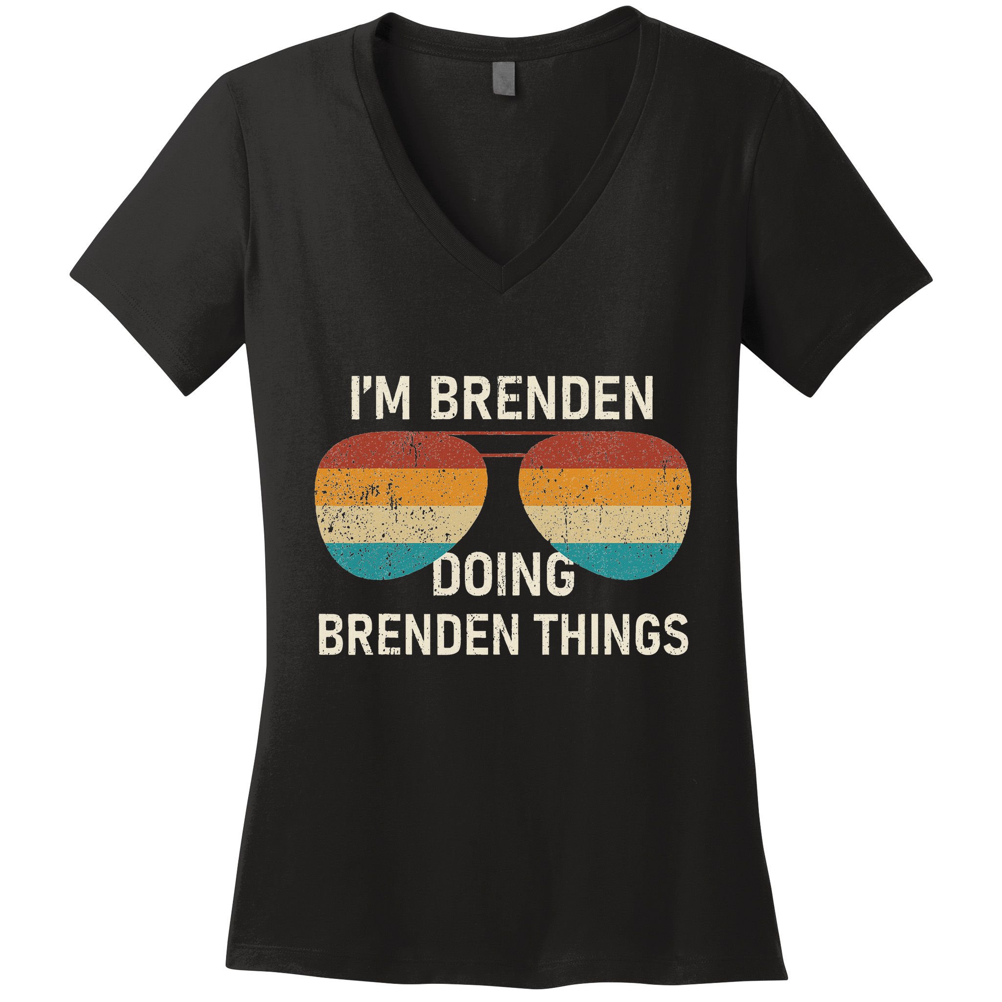 IM Brenden Doing Brenden Things Retro Sunglass Personalized Women's V-Neck T-Shirt