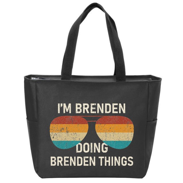 IM Brenden Doing Brenden Things Retro Sunglass Personalized Zip Tote Bag