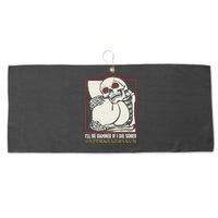 ILl Be Damned If I Die Sober Japanese Funny Skeleton Large Microfiber Waffle Golf Towel