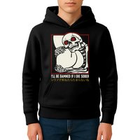 ILl Be Damned If I Die Sober Japanese Funny Skeleton Kids Hoodie
