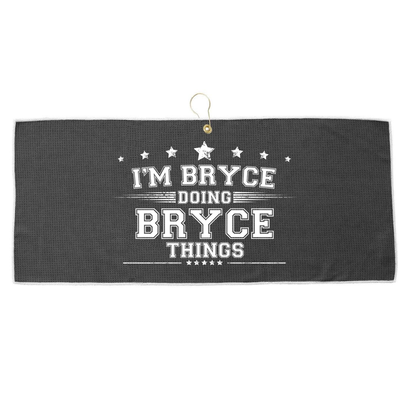 Im Bryce Doing Bryce Things Large Microfiber Waffle Golf Towel