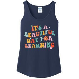 It's Beautiful Day For Learning Retro Teacher Students Women Ladies Essential Tank