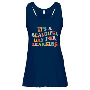 It's Beautiful Day For Learning Retro Teacher Students Women Ladies Essential Flowy Tank