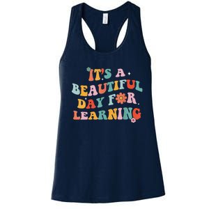 It's Beautiful Day For Learning Retro Teacher Students Women Women's Racerback Tank