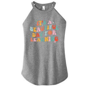 It's Beautiful Day For Learning Retro Teacher Students Women Women's Perfect Tri Rocker Tank