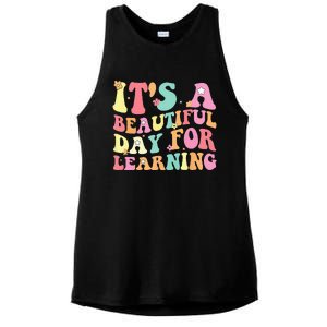 Its Beautiful Day For Learning Retro Teacher Students Ladies PosiCharge Tri-Blend Wicking Tank