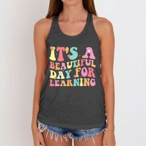 Its Beautiful Day For Learning Retro Teacher Students Women's Knotted Racerback Tank