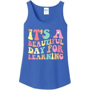 Its Beautiful Day For Learning Retro Teacher Students Ladies Essential Tank