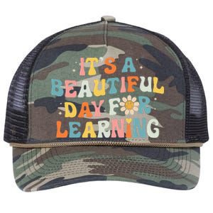 ItS Beautiful Day For Learning Retro Teacher Retro Rope Trucker Hat Cap