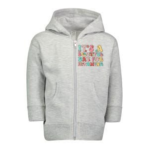 It's Beautiful Day For Learning Retro Teacher Students Wo Toddler Zip Fleece Hoodie