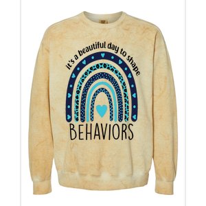 It's Beautiful Day To Shape Behaviors ABA Therapist Rainbow Colorblast Crewneck Sweatshirt