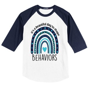 It's Beautiful Day To Shape Behaviors ABA Therapist Rainbow Baseball Sleeve Shirt