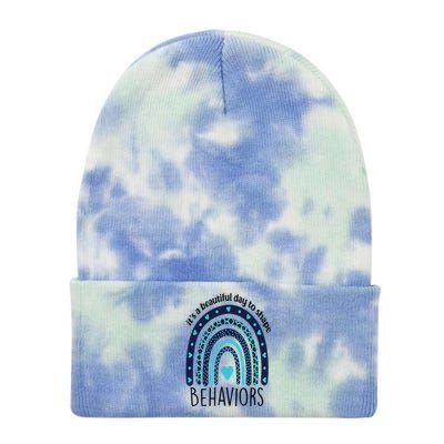 It's Beautiful Day To Shape Behaviors ABA Therapist Rainbow Tie Dye 12in Knit Beanie