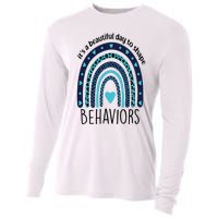 It's Beautiful Day To Shape Behaviors ABA Therapist Rainbow Cooling Performance Long Sleeve Crew