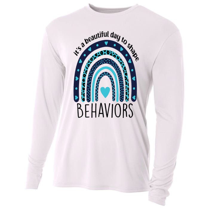 It's Beautiful Day To Shape Behaviors ABA Therapist Rainbow Cooling Performance Long Sleeve Crew