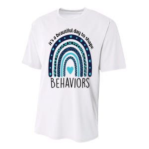 It's Beautiful Day To Shape Behaviors ABA Therapist Rainbow Performance Sprint T-Shirt