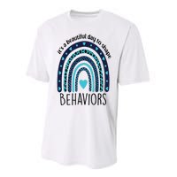 It's Beautiful Day To Shape Behaviors ABA Therapist Rainbow Performance Sprint T-Shirt