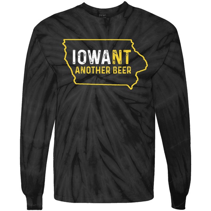 Iowa Beer Distressed Iowa State Map Tie-Dye Long Sleeve Shirt