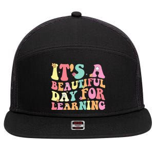 Its Beautiful Day For Learning Retro Teacher Students 7 Panel Mesh Trucker Snapback Hat