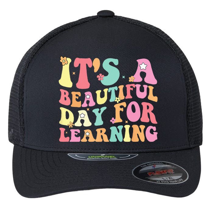 Its Beautiful Day For Learning Retro Teacher Students Flexfit Unipanel Trucker Cap