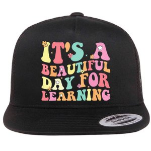 Its Beautiful Day For Learning Retro Teacher Students Flat Bill Trucker Hat