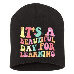 Its Beautiful Day For Learning Retro Teacher Students Short Acrylic Beanie