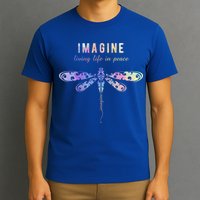 Imagine Boho Dragonfly Tee 60s 70s Retro Groovy Hippy Vibes Funny Gift T-Shirt