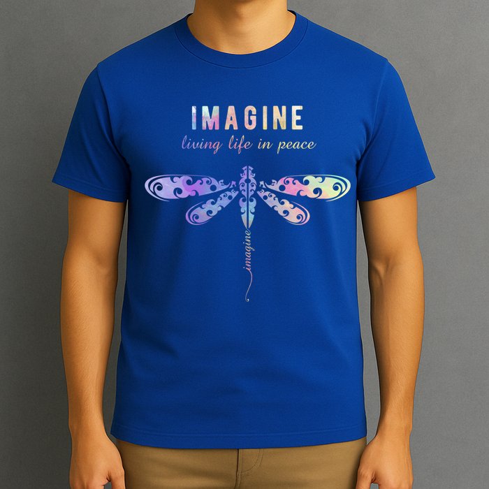 Imagine Boho Dragonfly Tee 60s 70s Retro Groovy Hippy Vibes Funny Gift T-Shirt