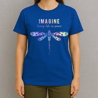 Imagine Boho Dragonfly Tee 60s 70s Retro Groovy Hippy Vibes Funny Gift T-Shirt
