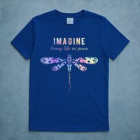 Imagine Boho Dragonfly Tee 60s 70s Retro Groovy Hippy Vibes Funny Gift T-Shirt
