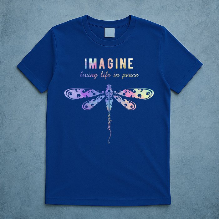 Imagine Boho Dragonfly Tee 60s 70s Retro Groovy Hippy Vibes Funny Gift T-Shirt