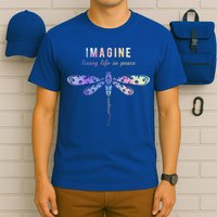 Imagine Boho Dragonfly Tee 60s 70s Retro Groovy Hippy Vibes Funny Gift T-Shirt