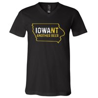 Iowa Beer Distressed Iowa State Map V-Neck T-Shirt