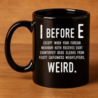 I Before E Funny English Grammar Exceptions To The Rule 11oz C Handle Ceramic Mug