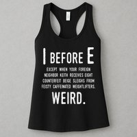I Before E Funny English Grammar Exceptions To The Rule Womens Tank Top