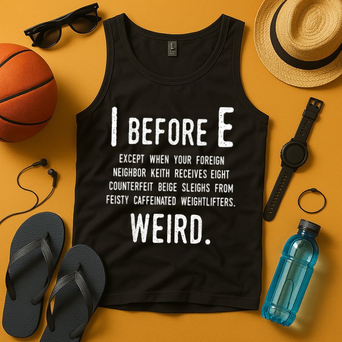 I Before E Funny English Grammar Exceptions To The Rule Tank Top