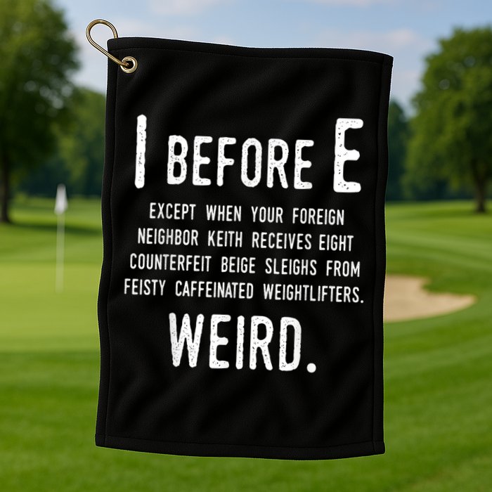 I Before E Funny English Grammar Exceptions To The Rule Golf Towel