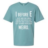 I Before E Funny English Grammar Exceptions To The Rule Sueded Cloud Jersey T-Shirt
