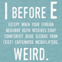 I Before E Funny English Grammar Exceptions To The Rule Sueded Cloud Jersey T-Shirt
