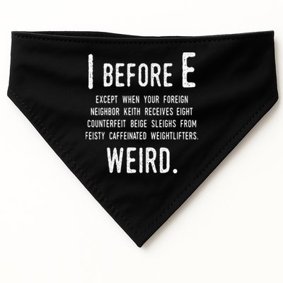I Before E Funny English Grammar Exceptions To The Rule USA-Made Doggie Bandana