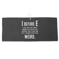 I Before E Funny English Grammar Exceptions To The Rule Large Microfiber Waffle Golf Towel