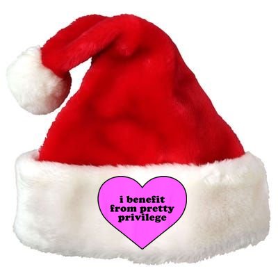 I Benefit From Pretty Privilege Heart In Pink Premium Christmas Santa Hat