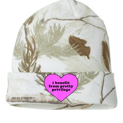 I Benefit From Pretty Privilege Heart In Pink Kati Licensed 12" Camo Beanie