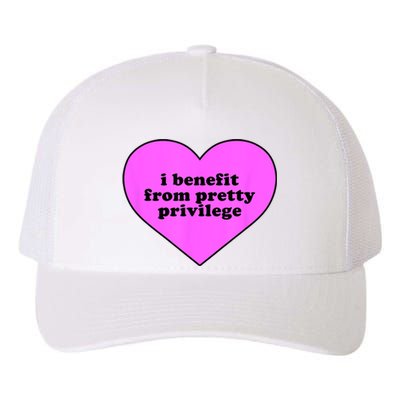 I Benefit From Pretty Privilege Heart In Pink Yupoong Adult 5-Panel Trucker Hat