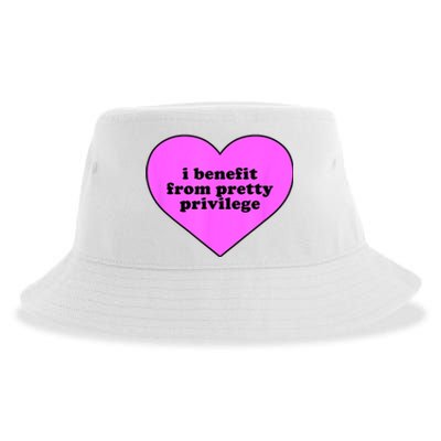 I Benefit From Pretty Privilege Heart In Pink Sustainable Bucket Hat