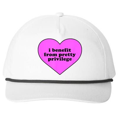 I Benefit From Pretty Privilege Heart In Pink Snapback Five-Panel Rope Hat