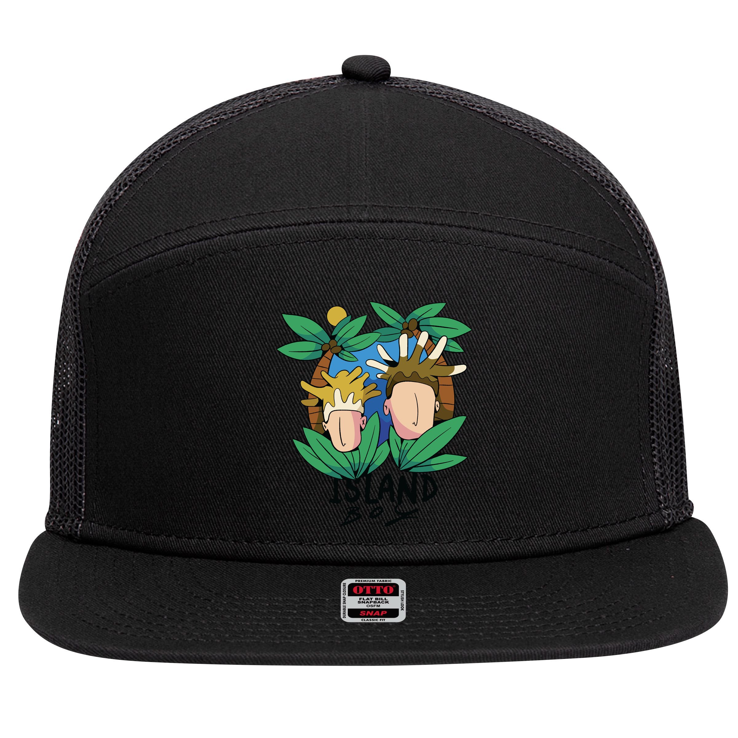 Island Boy Funny 7 Panel Mesh Trucker Snapback Hat
