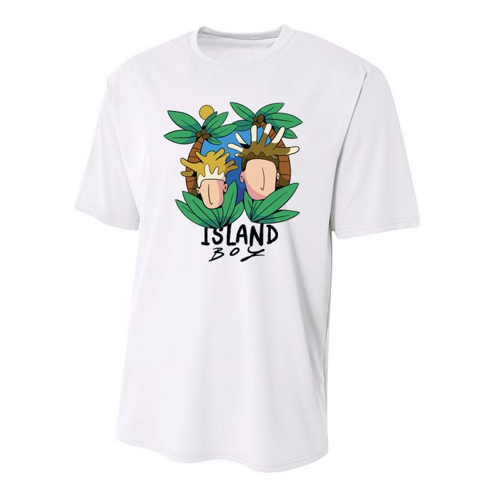 Island Boy Funny Youth Performance Sprint T-Shirt